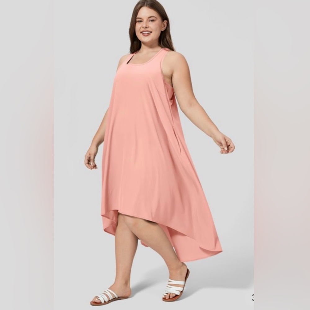 HALARA Peach Pink High-Low Racerback Sundress